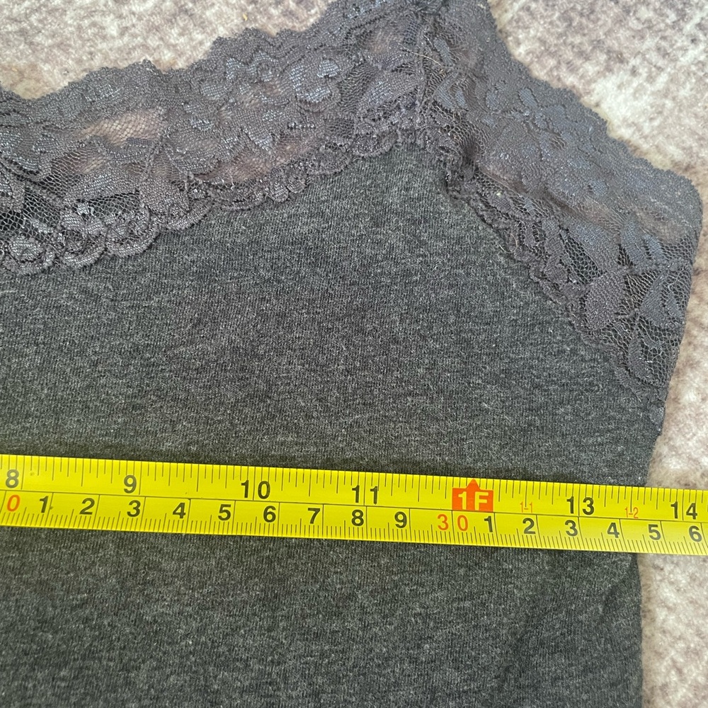 Bozzolo Camisole gray camisole tank top lace trim y2k fitted size large - Picture 3 of 4